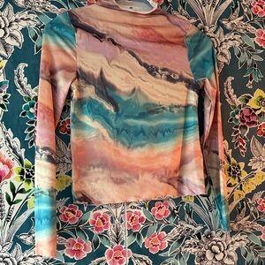 H&M Multicolor Swirl Long Sleeve Top
